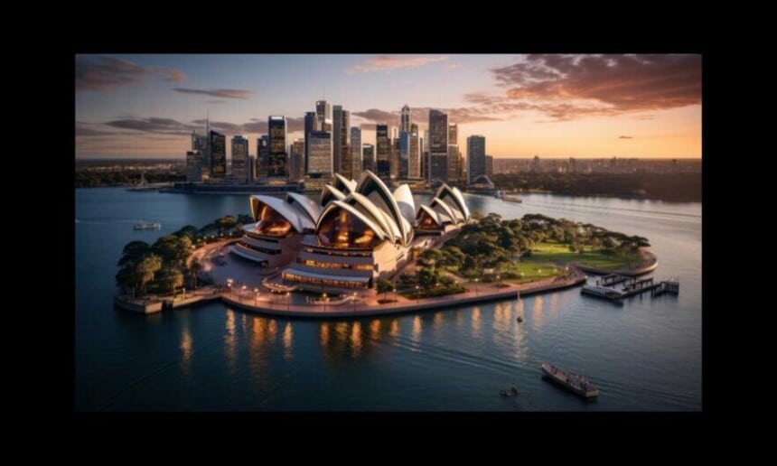 sydney australia landscape aerial sunset view of sydney