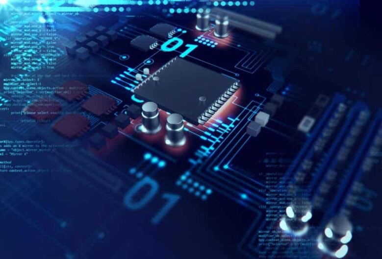 3d rendering futuristic blue circuit board