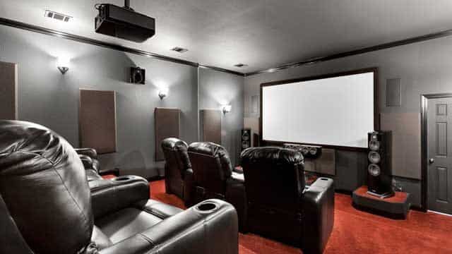 Basement converted into a home theater room