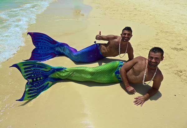 Nomadic Boys as mermaids Boracay the Philippines June 2015