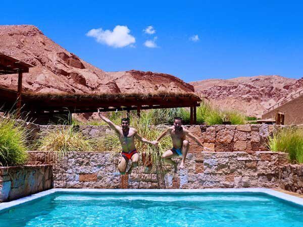 San Pedro Alto Atacama Hotel pool jump January 2017
