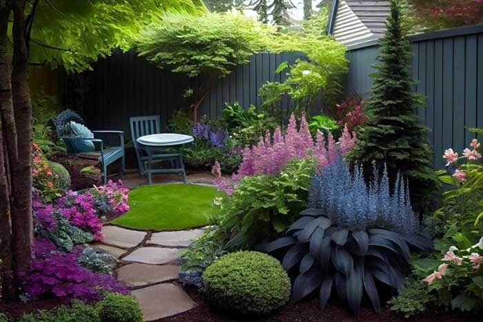 beautifully landscaped small garden summer