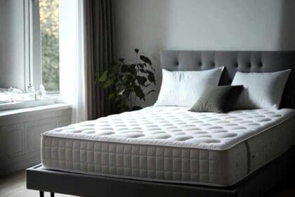 comfortable bed room with fresh mattress suitable sleep