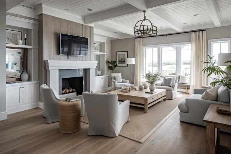 cozy coastal home with fireplace warm decor