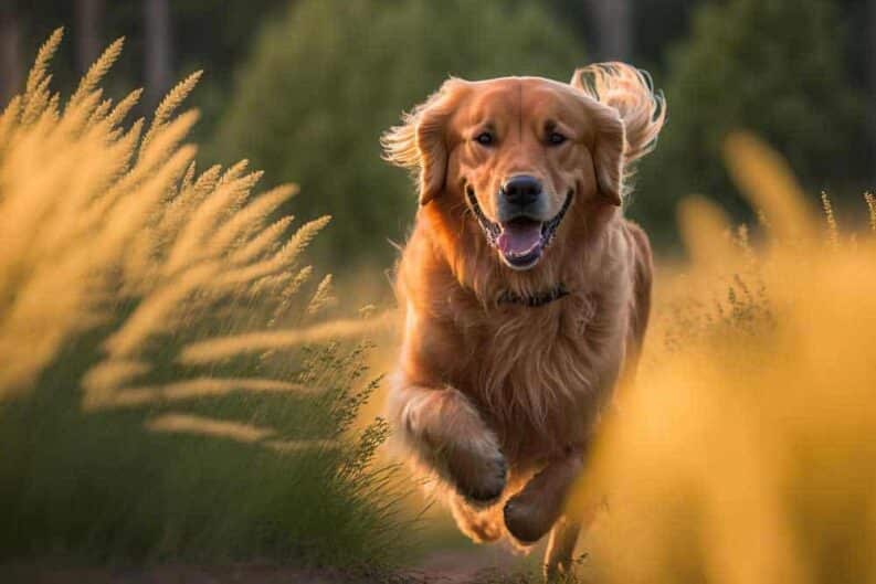 golden retriever running nature concept animal life care health pets