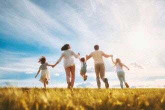 happy family summer walk