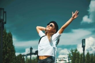 happy young woman enjoying vacation