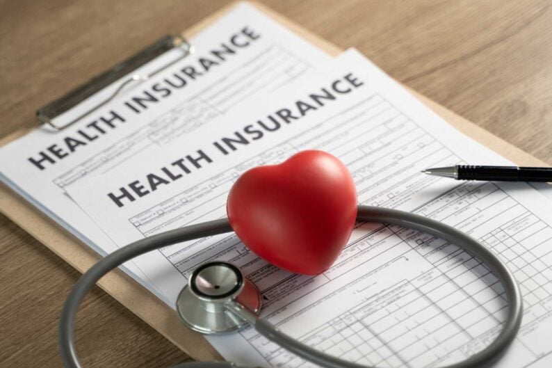 health insurance clipboard stethoscope heart