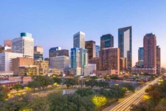 houston texas usa downtown park skyline