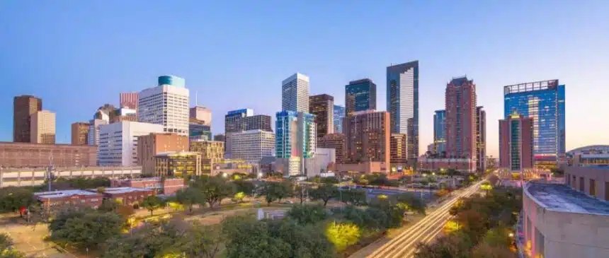 houston texas usa downtown park skyline