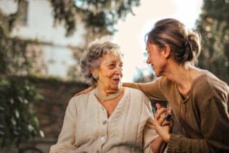 joyful adult daughter greeting happy surprised senior mother 3768131