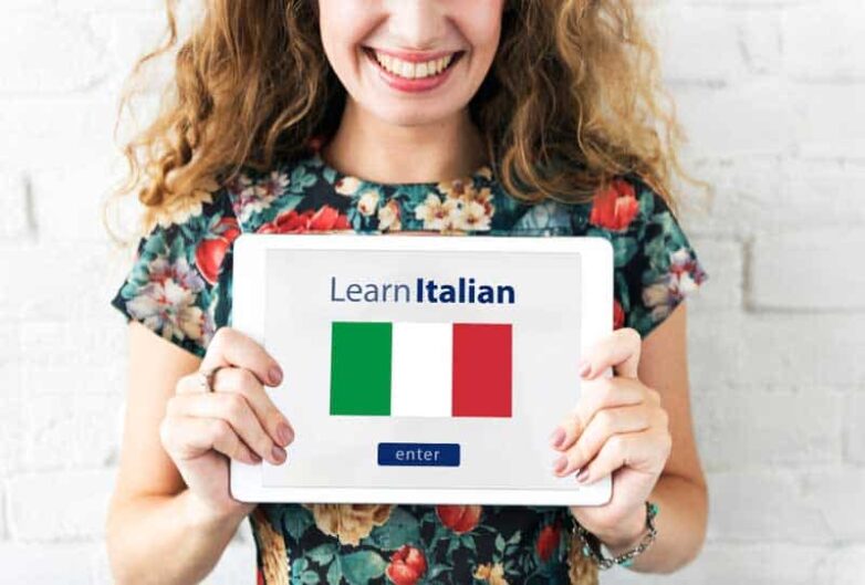 learn italian language online education concept