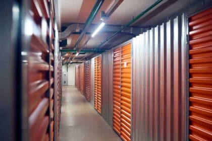orderliness even row modern closed secure storage containers neat illuminated storage area