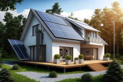 solar panels house eco house solar system natural resourse ai generated