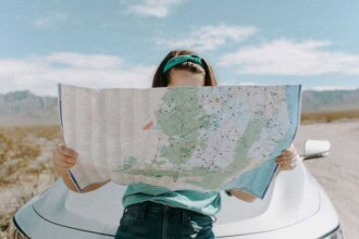 woman looking at the map