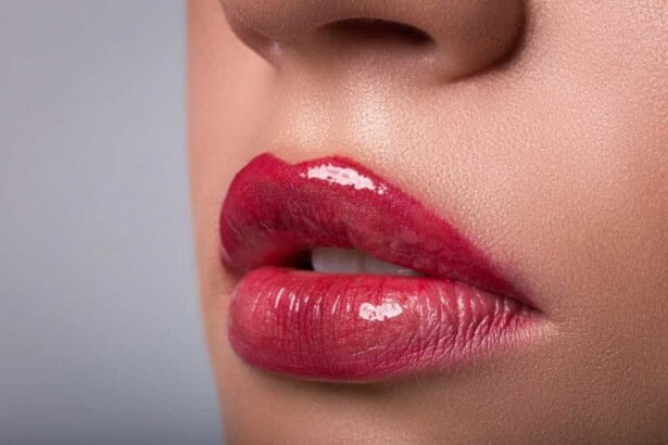 woman red lips closeup