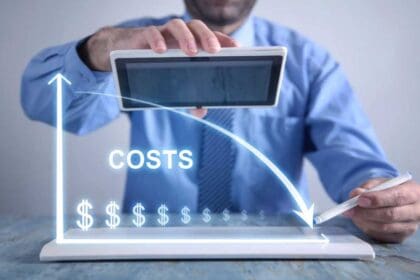 man showing costs graph business