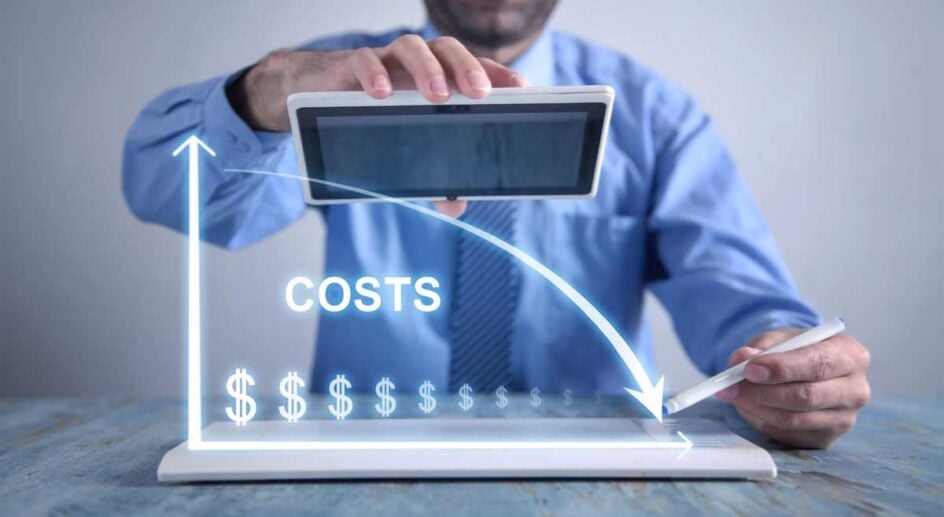 man showing costs graph business
