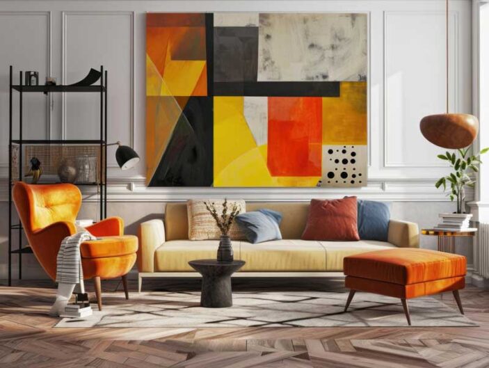 vibrant geometric living room design