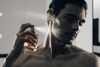 man using perfume