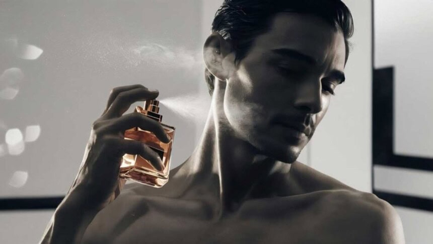 man using perfume