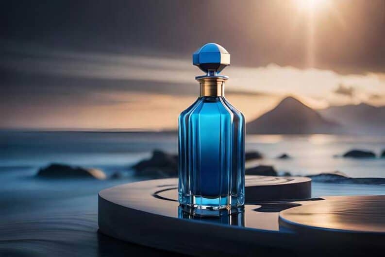 perfume bottle are beautifully blue colored