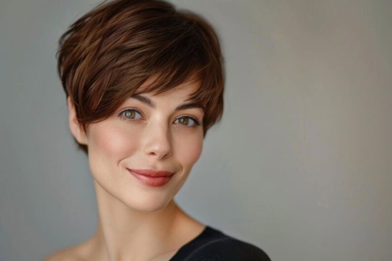 Beautiful Woman With Brown Short Hair
