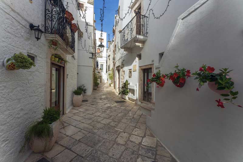 Street in Locorotondo village Puglia Italy